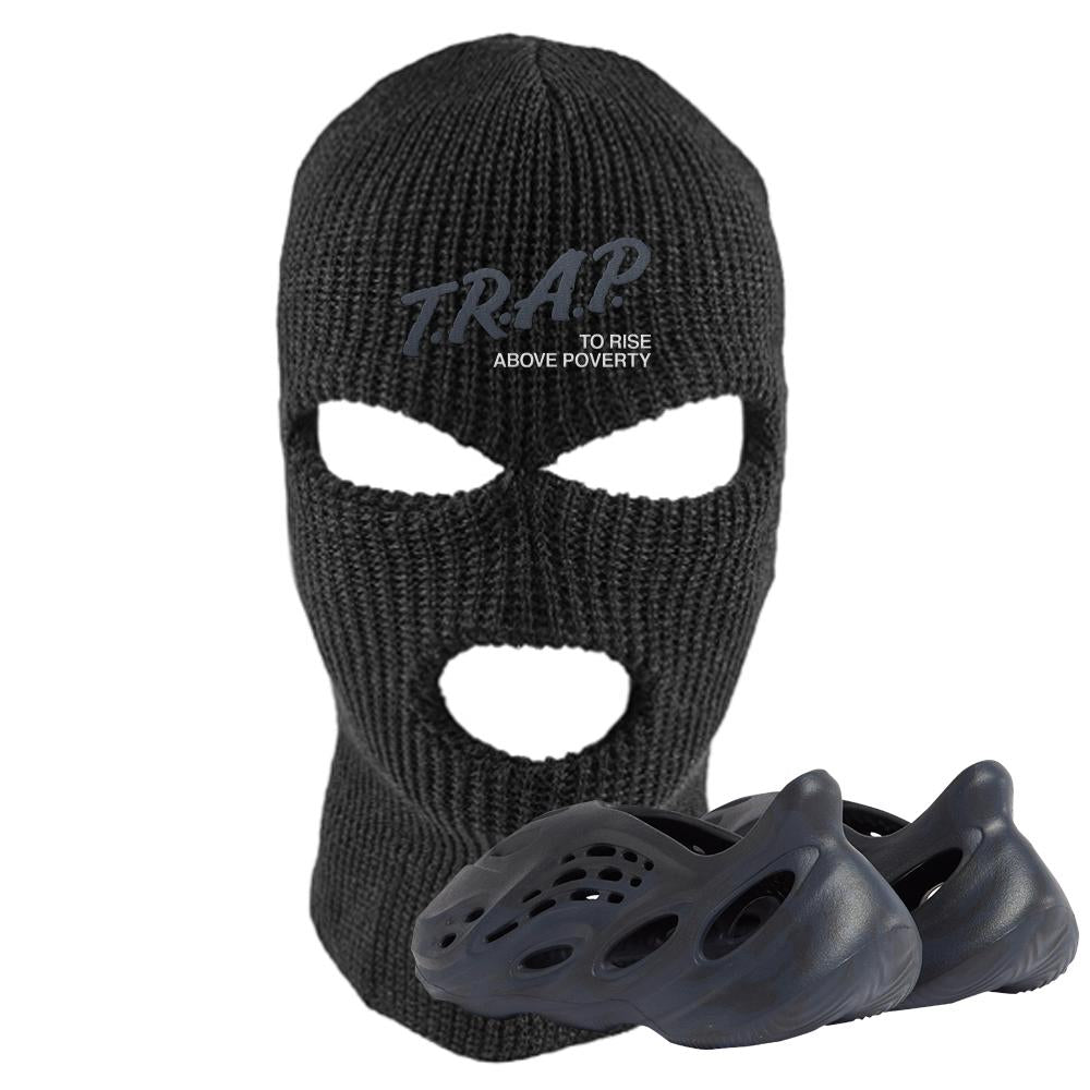 Yeezy Foam Runner Mineral Blue Ski Mask | Trap To Rise Above Poverty, Black