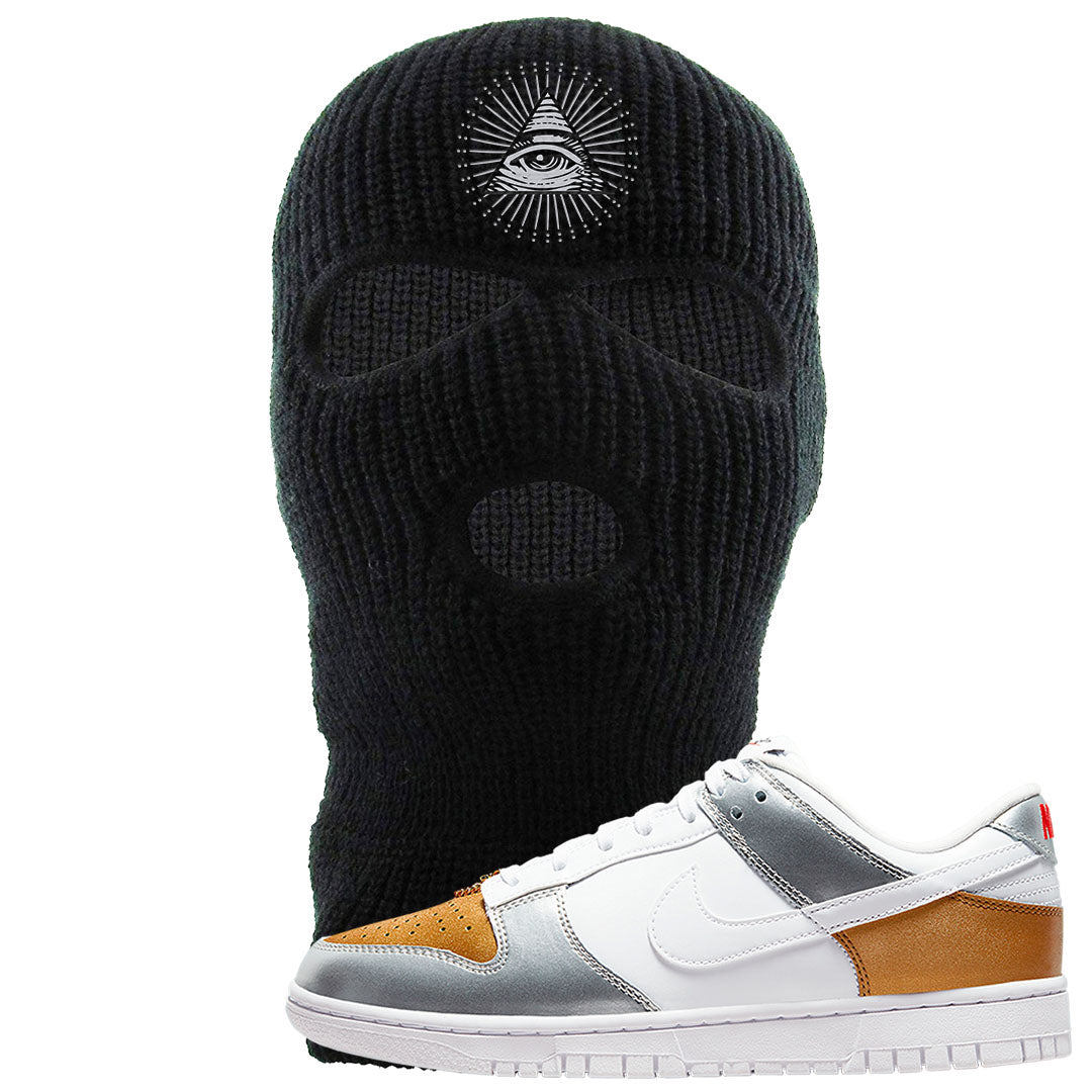 Gold Silver Red Low Dunks Ski Mask | All Seeing Eye, Black