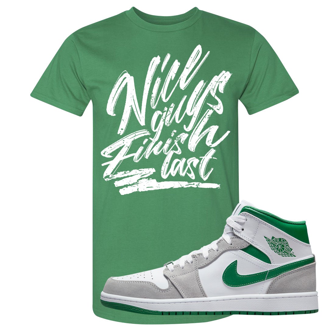 Light Smoke Pine Green Mid 1s T Shirt | Nice Guys Finish Last, Kelly Green