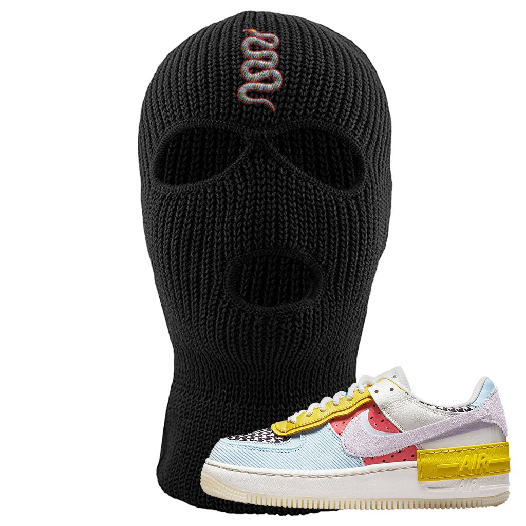 Air Force 1 Shadow Multi-Color Ski Mask | Coiled Snake, Black