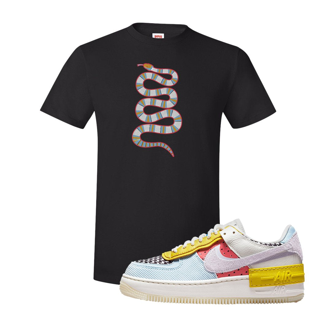 Air Force 1 Shadow Multi-Color T Shirt | Coiled Snake, Black