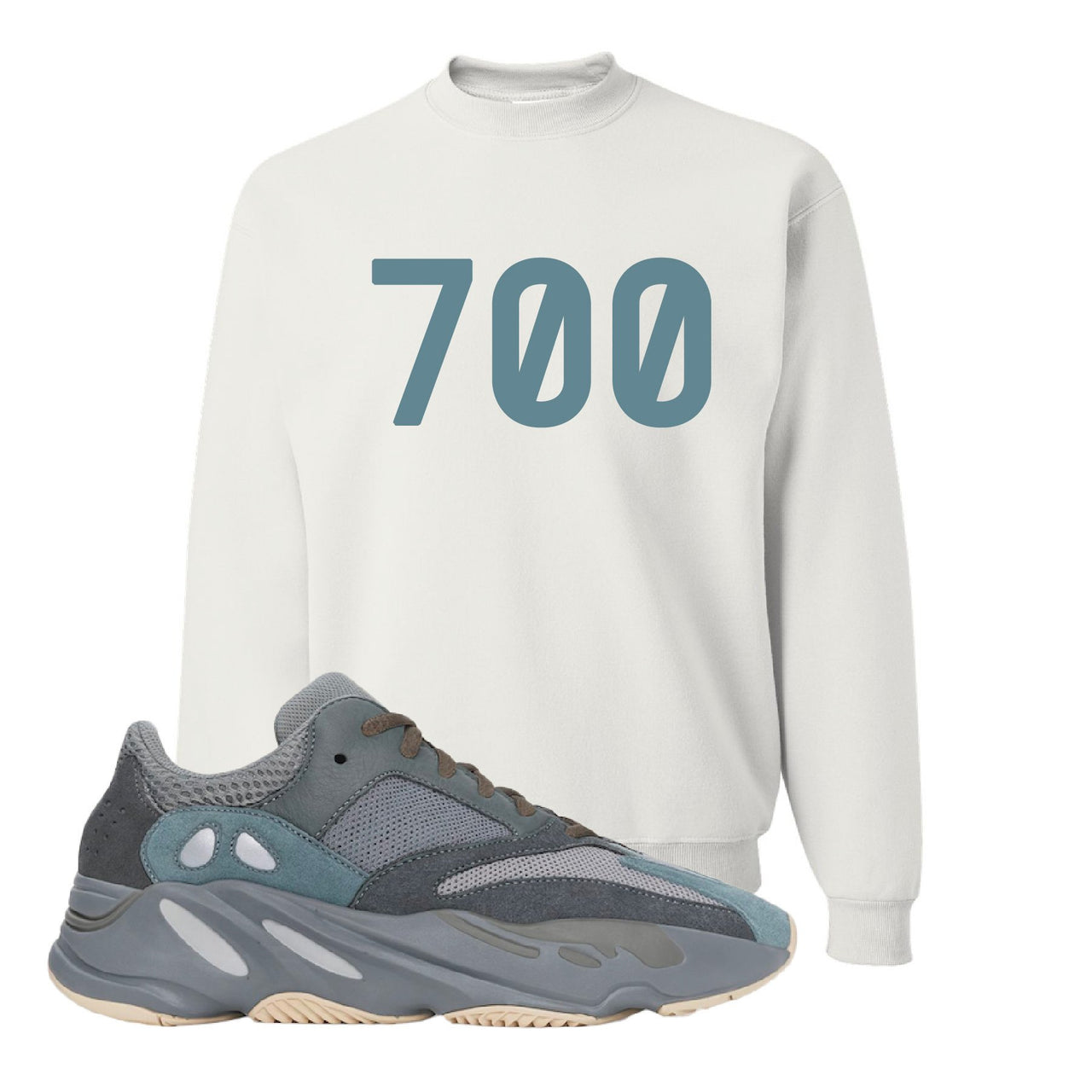 Yeezy Boost 700 Teal Blue 700 White Sneaker Hook Up Crewneck Sweatshirt