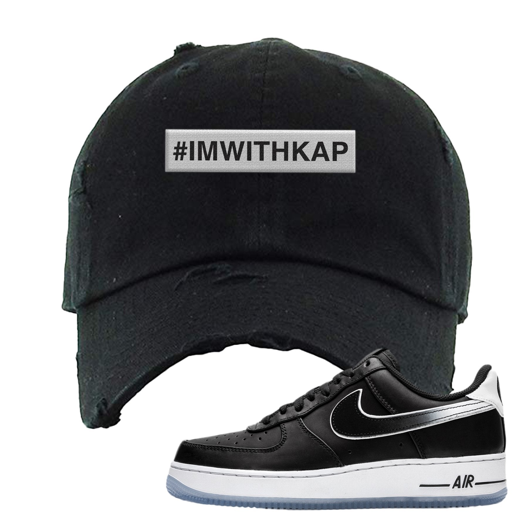 Colin Kaepernick X Air Force 1 Low I'm With Kap Black Sneaker Hook Up Distressed Dad Hat