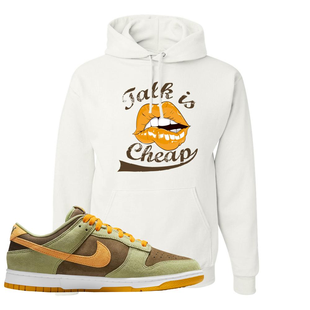 SB Dunk Low Dusty Olive Hoodie | Talk Is Cheap, White