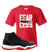 Jordan 11 Bred Fearless Red Sneaker Hook Up Kid's T-Shirt