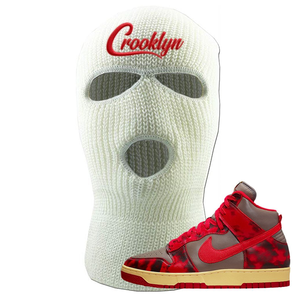 Acid Wash Red 1985 High Dunks Ski Mask | Crooklyn, White