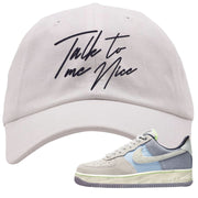 Womens Mountain White Blue AF 1s Dad Hat | Talk To Me Nice, White
