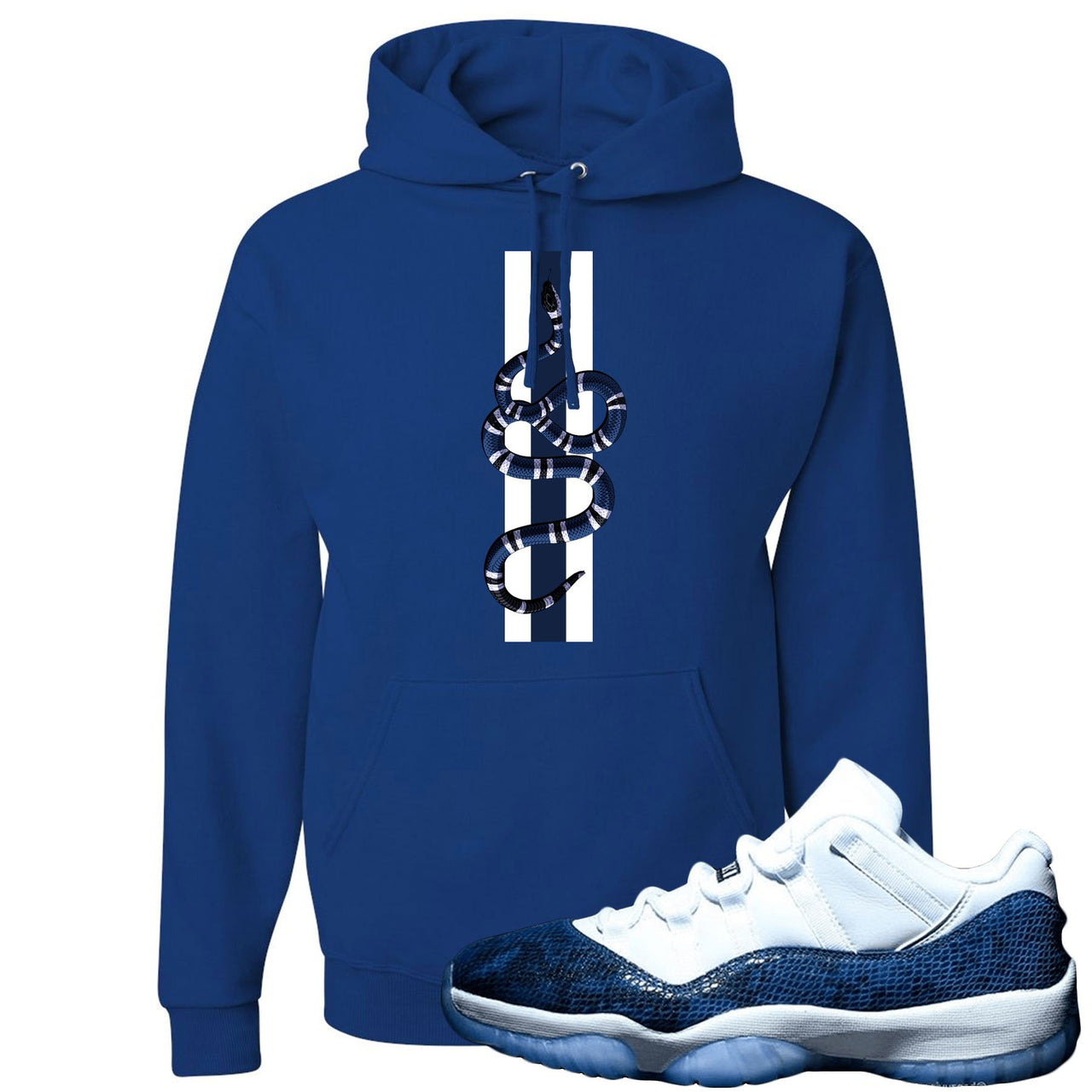 Snakeskin Low Blue 11s Hoodie | Coiled Snake, Royal Blue