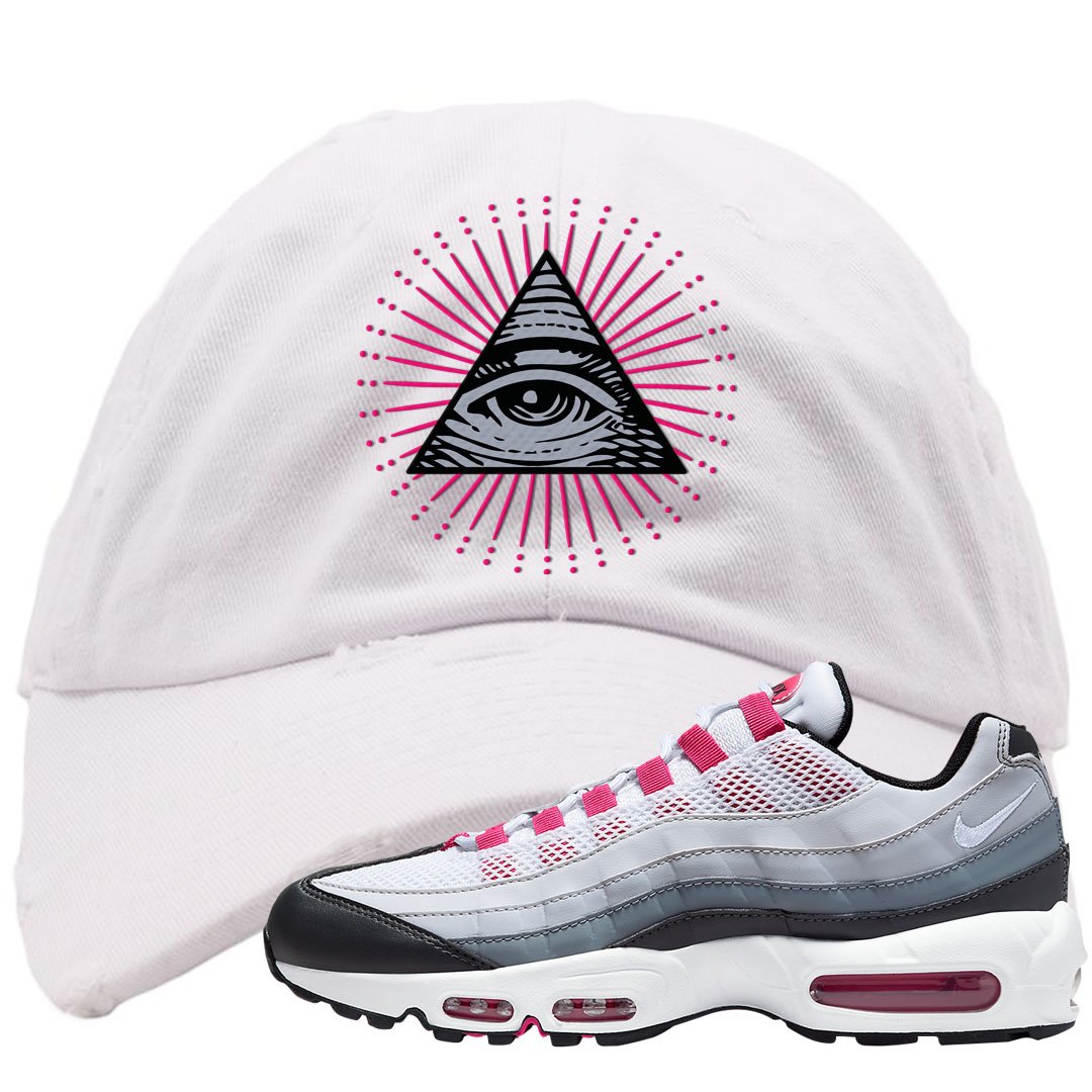 Next Nature Pink 95s Distressed Dad Hat | All Seeing Eye, White