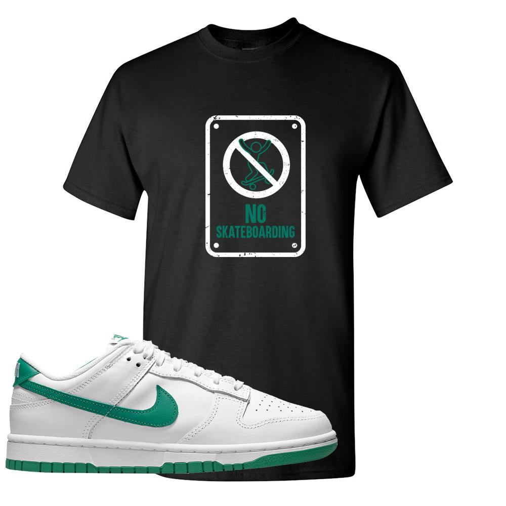 White Green Low Dunks T Shirt | No Skating Sign, Black