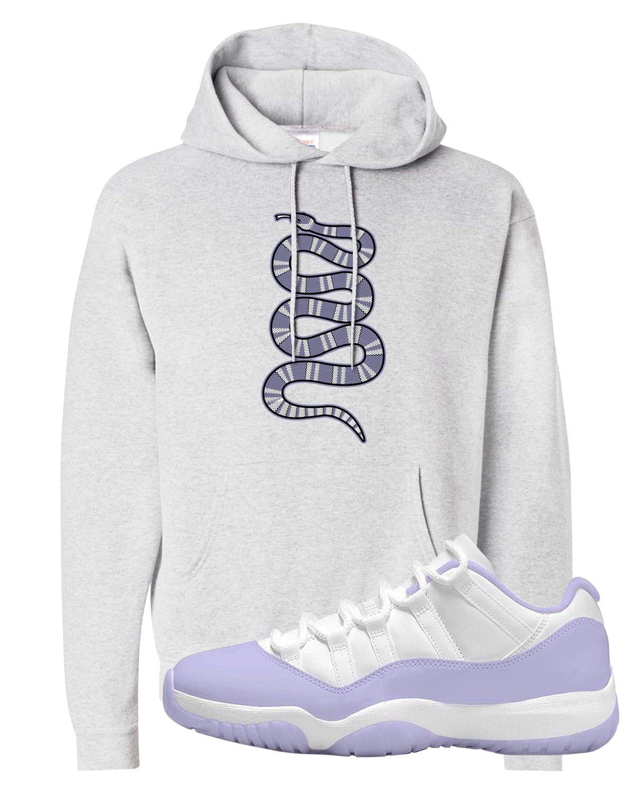 Pure Violet Low 11s Hoodie | Coiled Snake, Ash