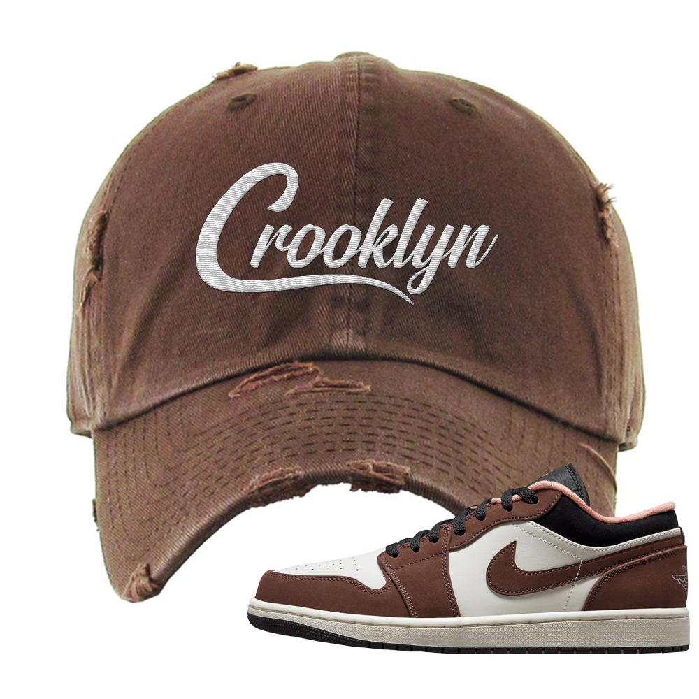Mocha Low 1s Distressed Dad Hat | Crooklyn, Brown
