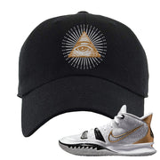 White Black Metallic Gold Kyrie 7s Dad Hat | All Seeing Eye, Black