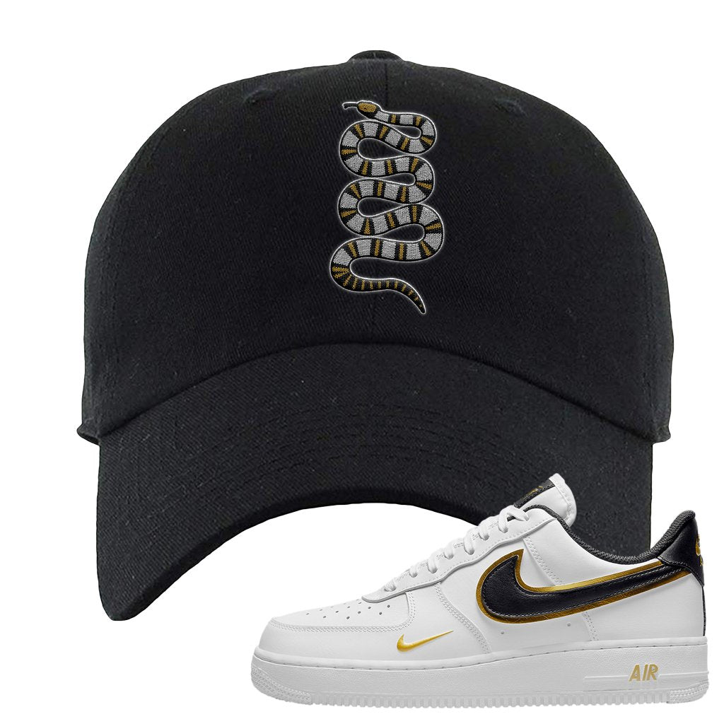 Air Force 1 Low White Gold Dad Hat | Coiled Snake, Black