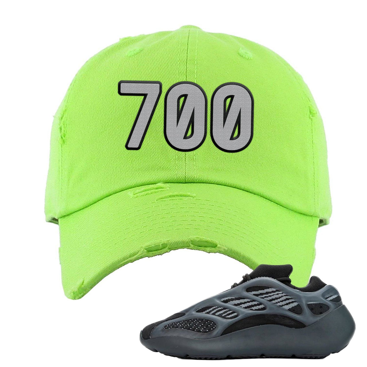 Alvah v3 700s Distressed Dad Hat | 700 Logo, Neon Green