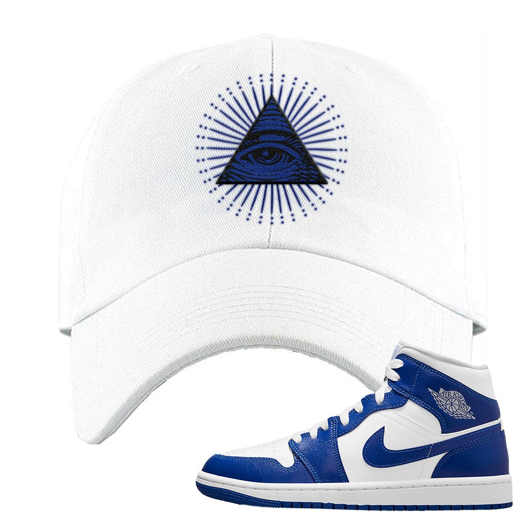 Air Jordan 1 Mid Kentucky Blue Dad Hat | All Seeing Eye, White