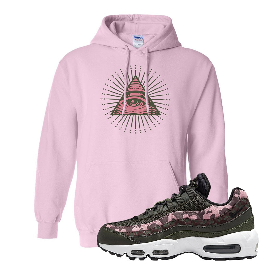 Olive Pink Camo 95s Hoodie | All Seeing Eye, Light Pink