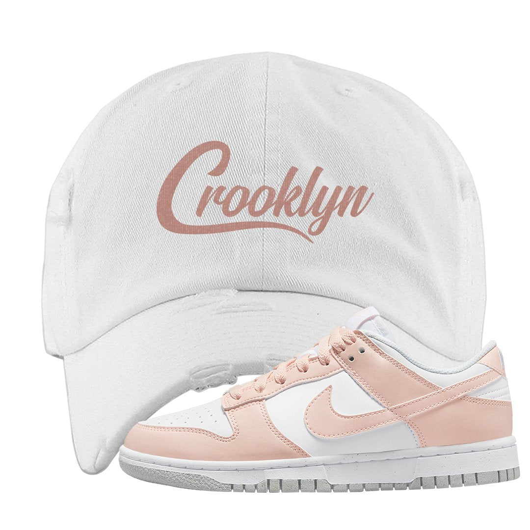 Next Nature Pale Citrus Low Dunks Distressed Dad Hat | Crooklyn, White