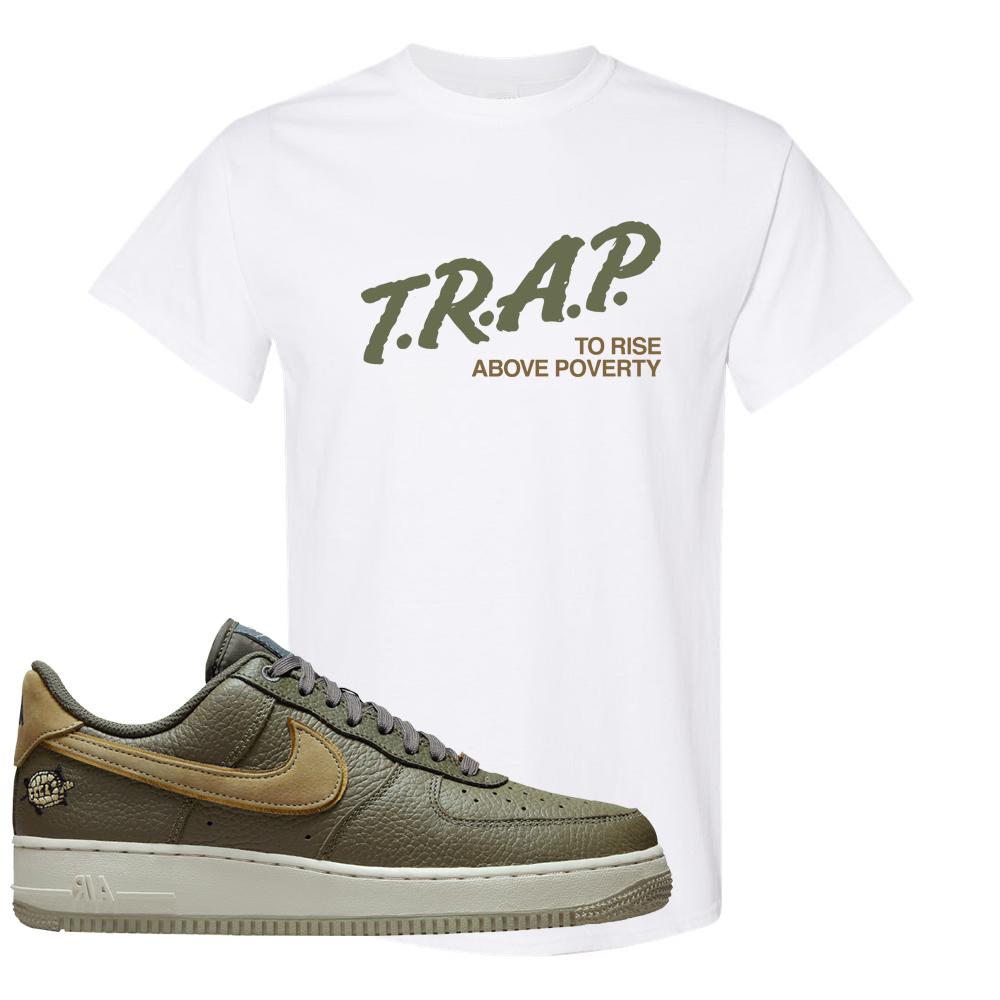 Tortoise Low AF1s T Shirt | Trap To Rise Above Poverty, White