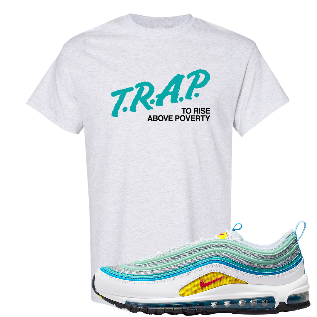 Spring Floral 97s T Shirt | Trap To Rise Above Poverty, Ash