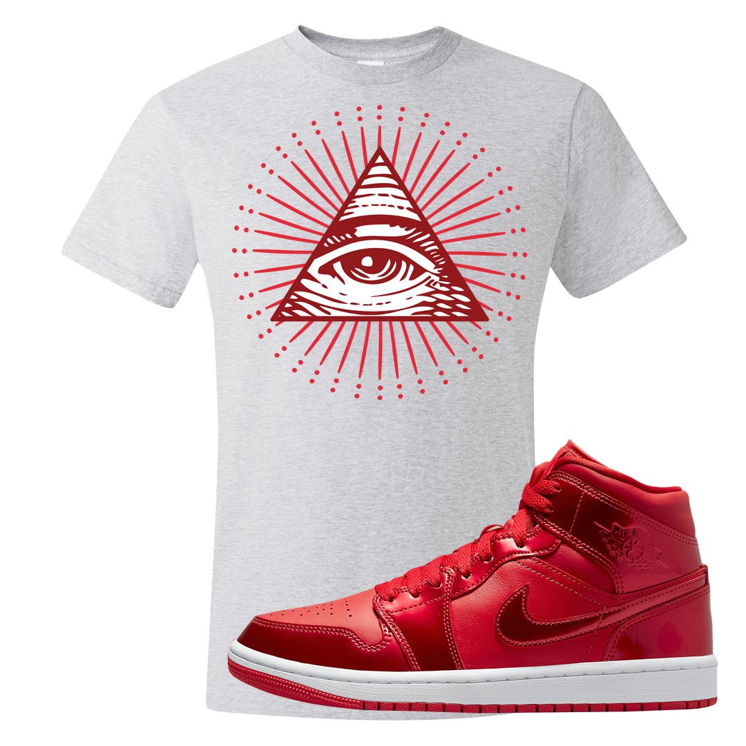 University Red Pomegranate Mid 1s T Shirt | All Seeing Eye, Ash