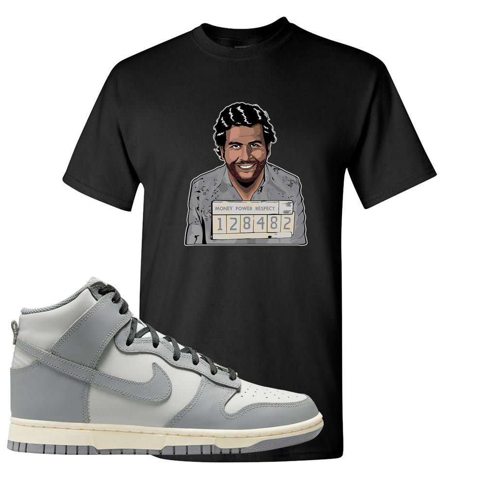 Aged Greyscale High Dunks T Shirt | Escobar Illustration, Black