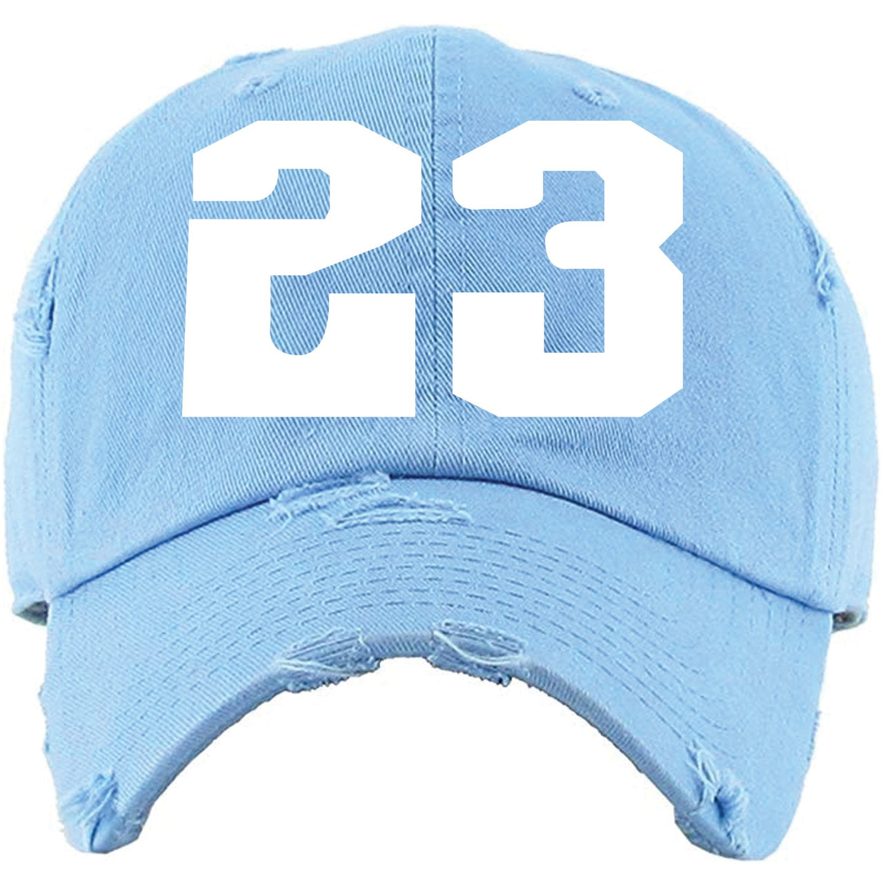 UNC All Star Pearl Blue 9s Distressed Dad Hat | 23, Light Blue