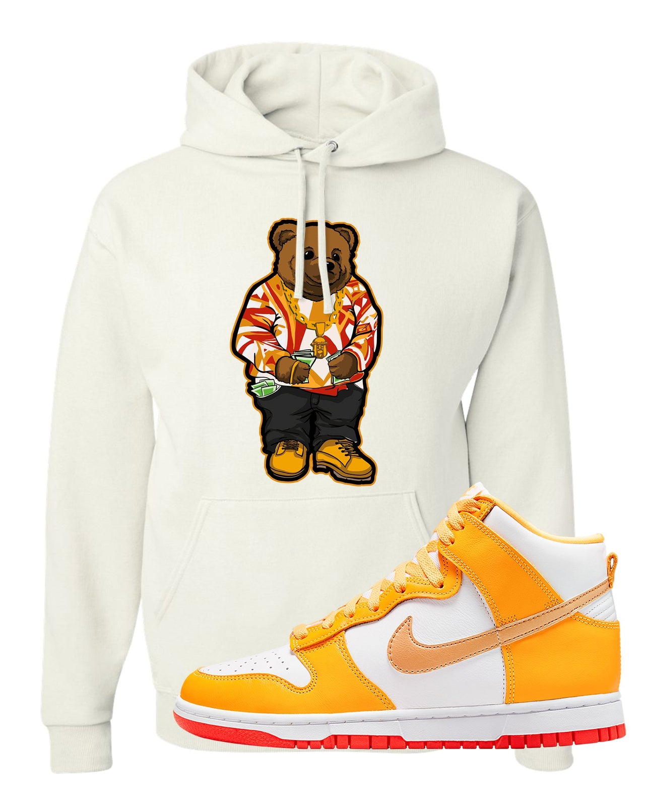 Yellow Gold Orange High Dunks Hoodie | Sweater Bear, White