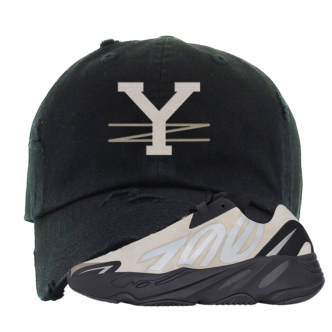 MNVN Bone 700s Distressed Dad Hat | YZ, Black