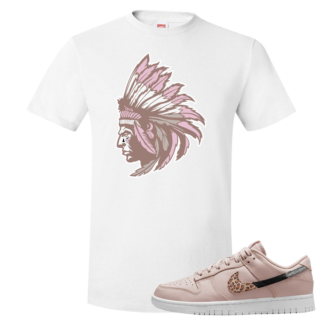 Primal Dusty Pink Leopard Low Dunks T Shirt | Indian Chief, White