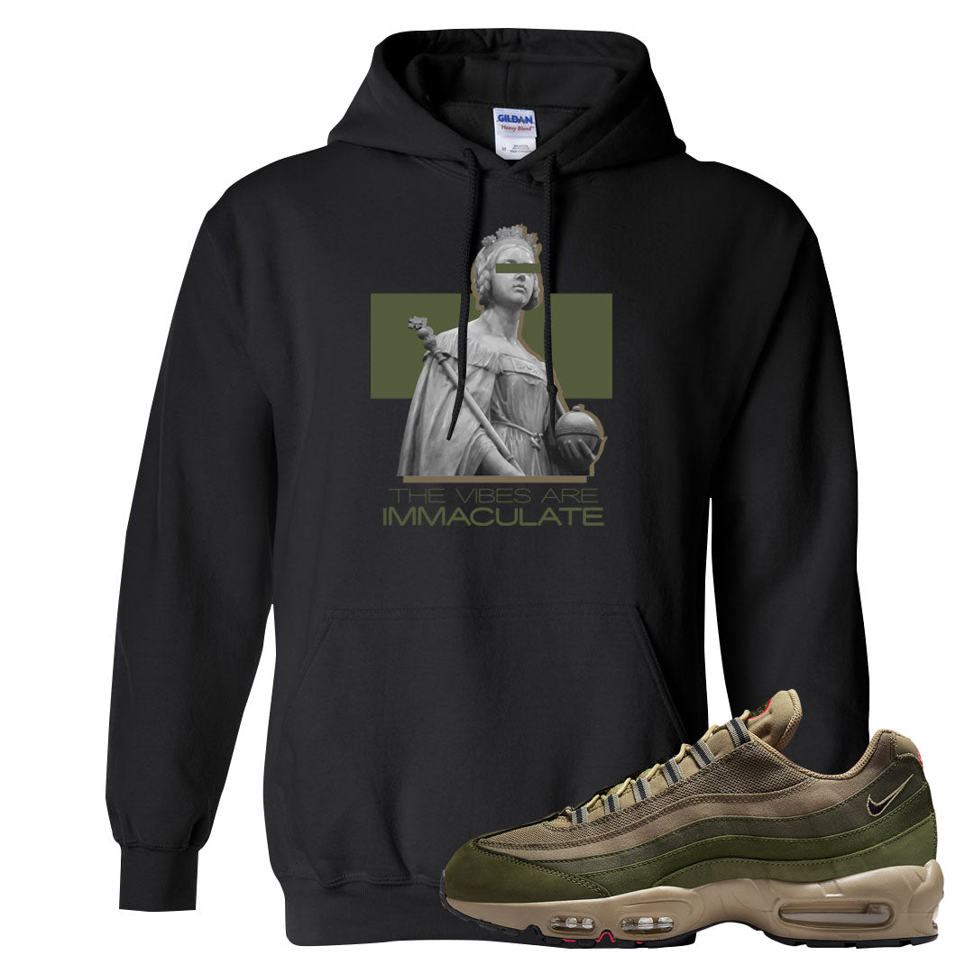 Medium Olive Rough Green 95s Hoodie | The Vibes Are Immaculate, Black