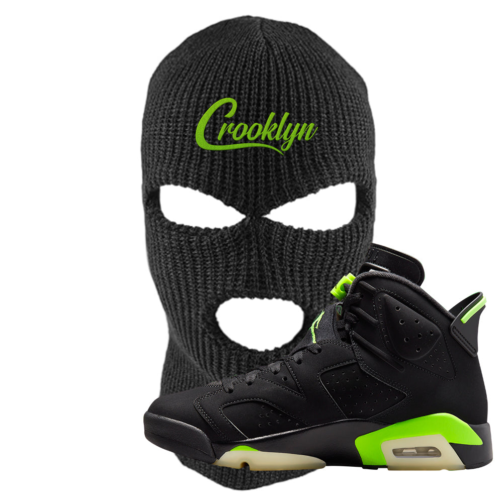 Electric Green 6s Ski Mask | Crooklyn, Black
