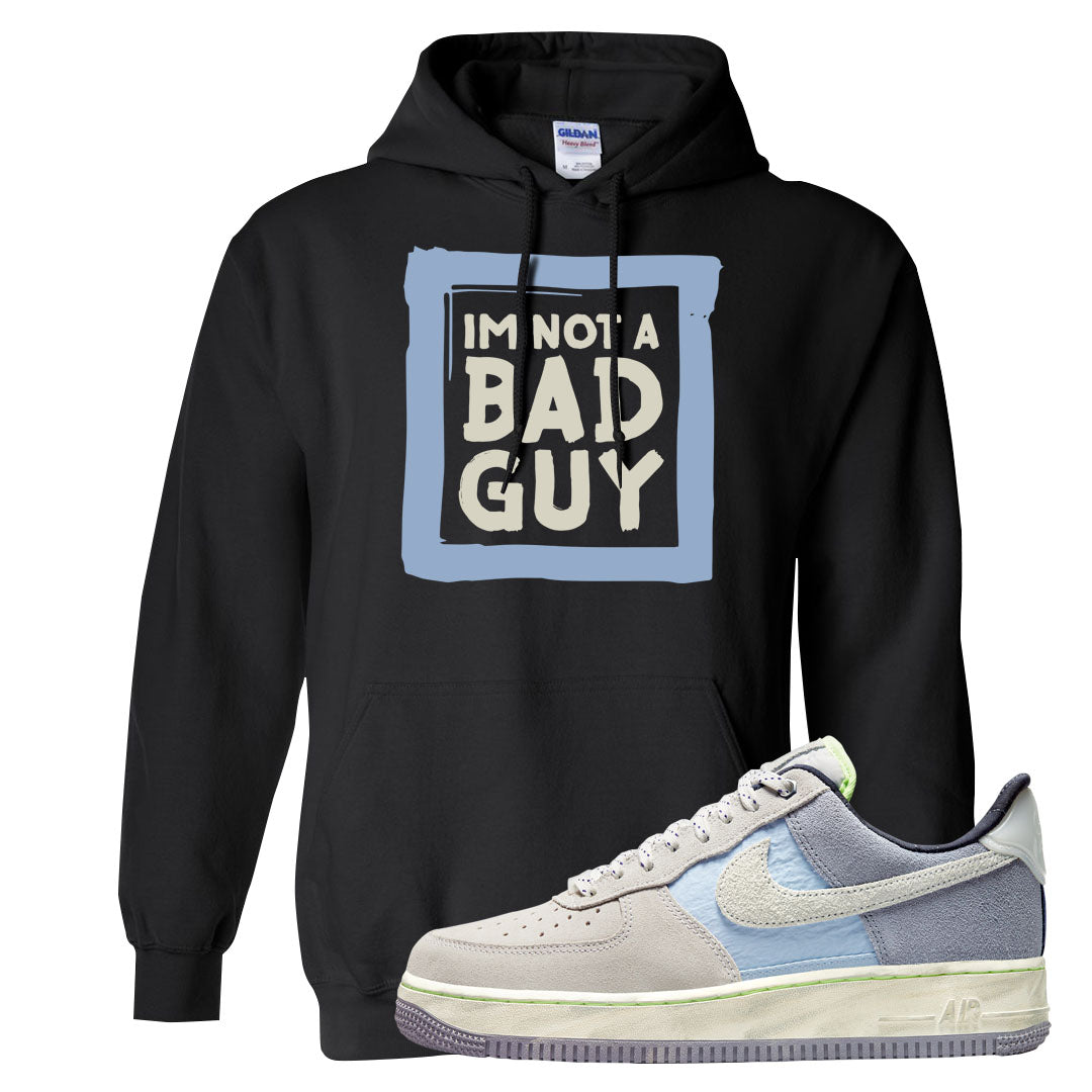 Womens Mountain White Blue AF 1s Hoodie | I'm Not A Bad Guy, Black