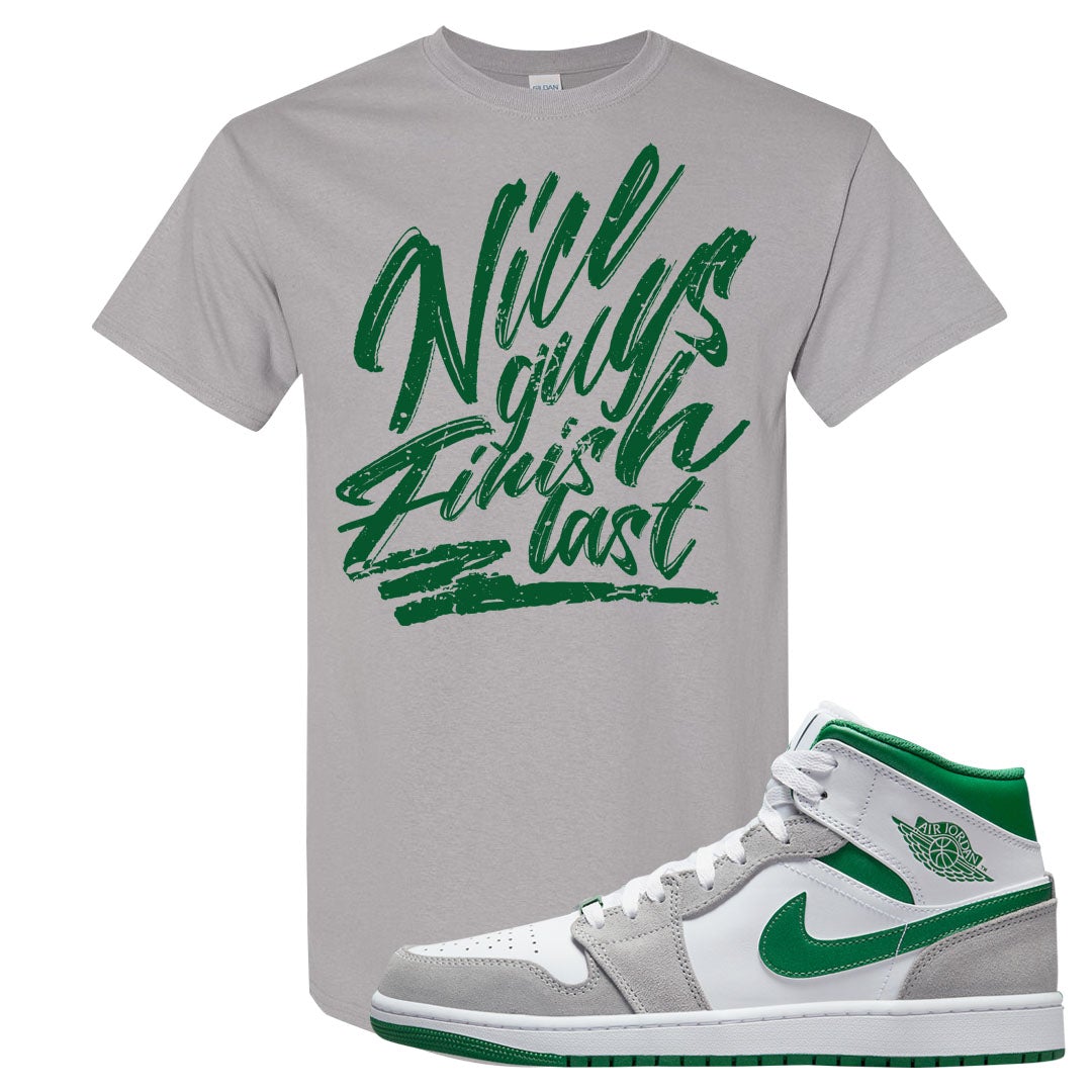 Light Smoke Pine Green Mid 1s T Shirt | Nice Guys Finish Last, Gravel