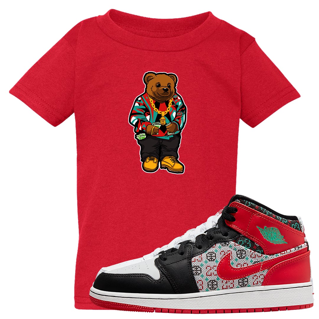 Ugly Sweater GS Mid 1s Kid's T Shirt | Sweater Bear, Red