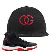 Jordan 11 Bred OG Black Sneaker Hook Up Snapback Hat