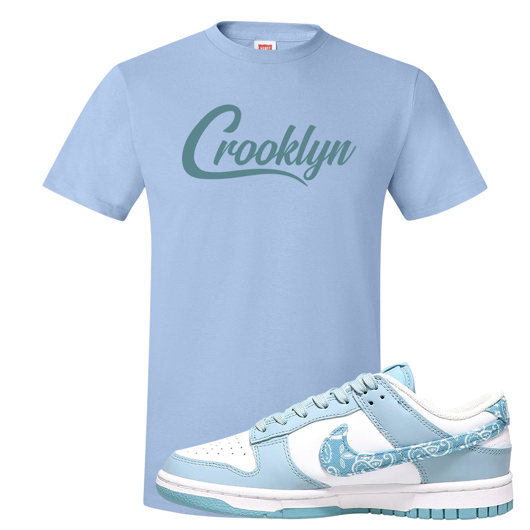 Paisley Light Blue Low Dunks T Shirt | Crooklyn, Light Blue