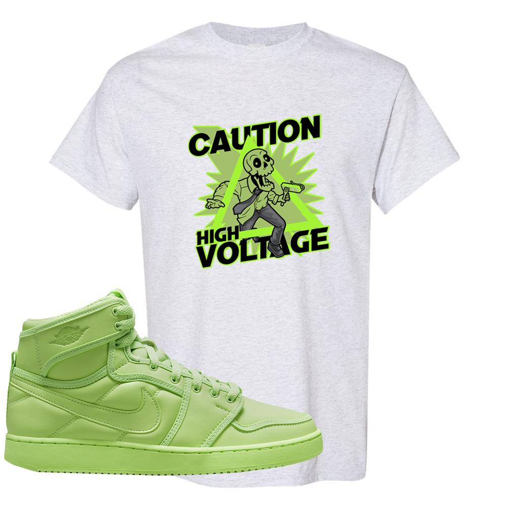 Neon Green KO 1s T Shirt | Caution High Voltage, Ash