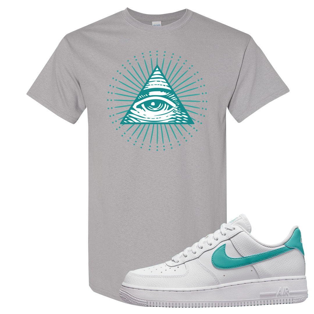 Washed Teal Low 1s T Shirt | All Seeing Eye, Gravel