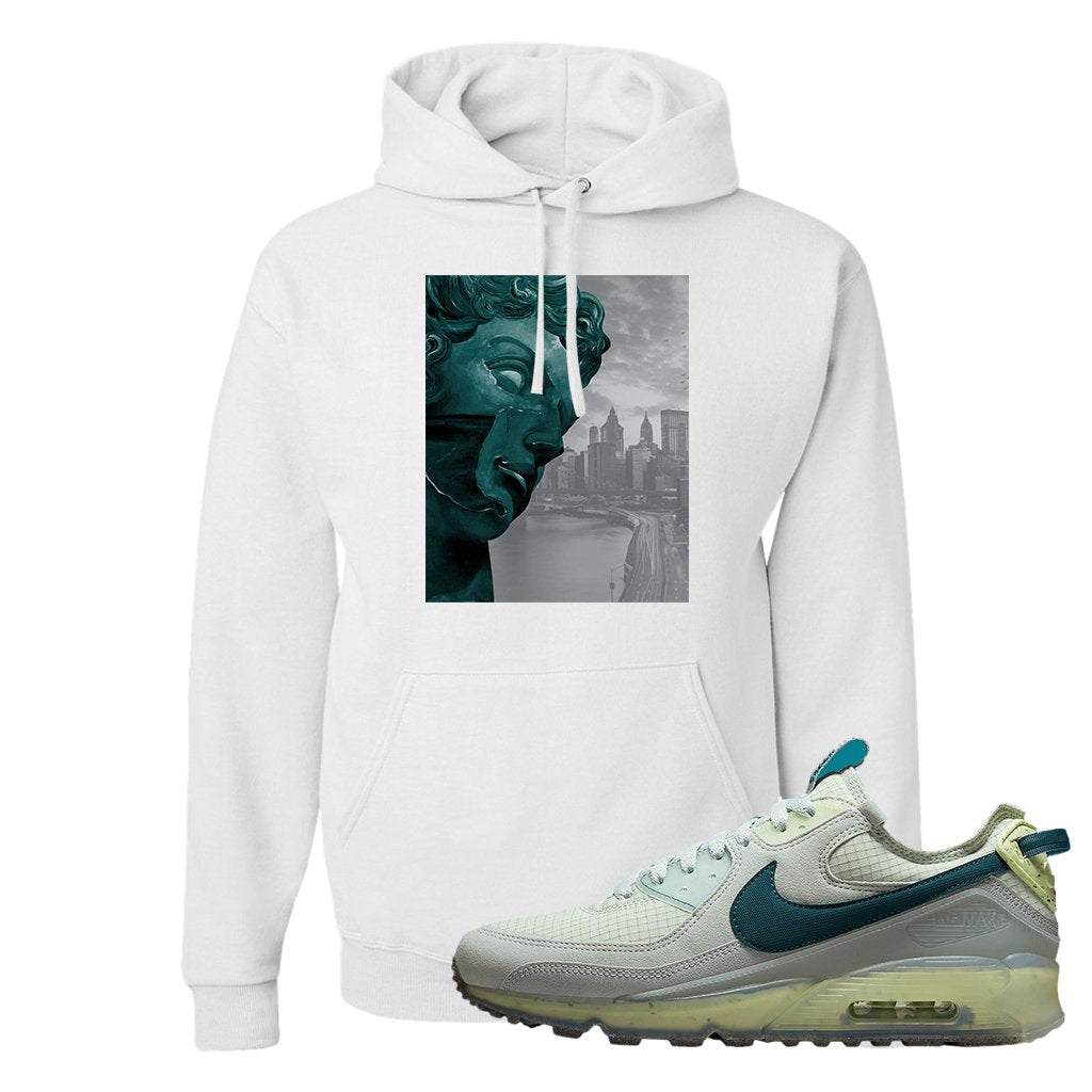 Seafoam Dark Teal Green 90s Hoodie | Miguel, White