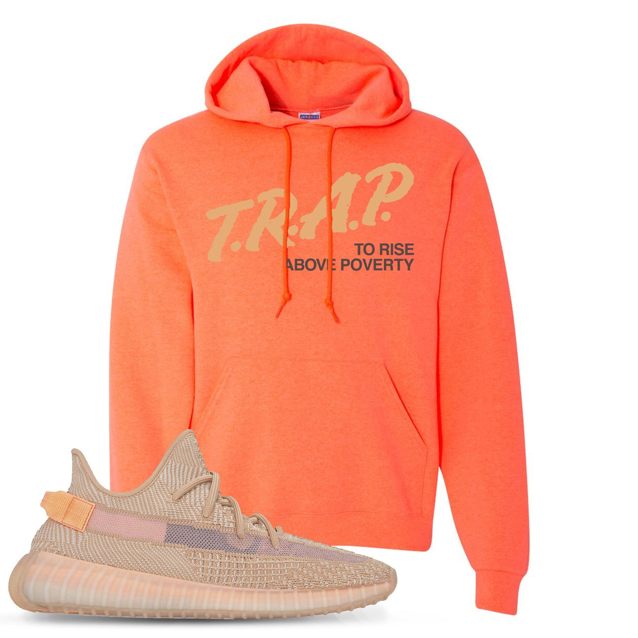 Clay v2 350s Hoodie | Trap To Rise Above Poverty, Heathered Coral