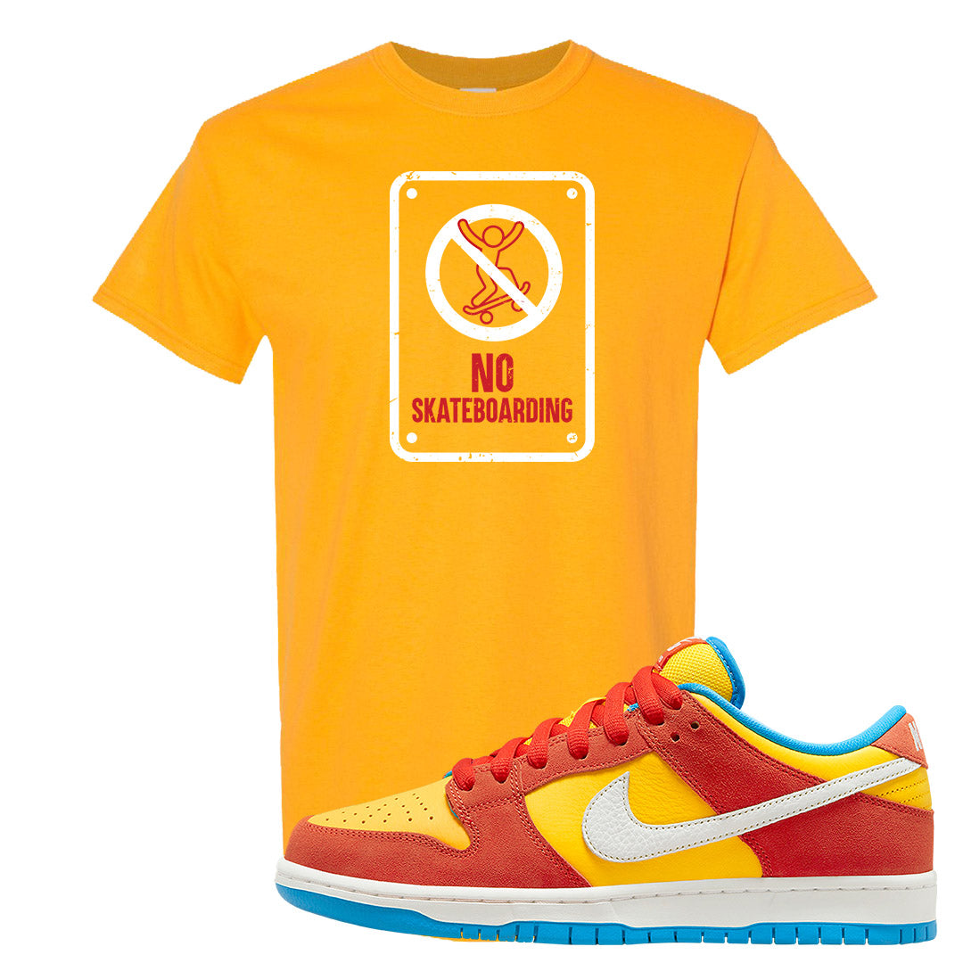 Habanero Red Gold Blue Low Dunks T Shirt | No Skating Sign, Gold