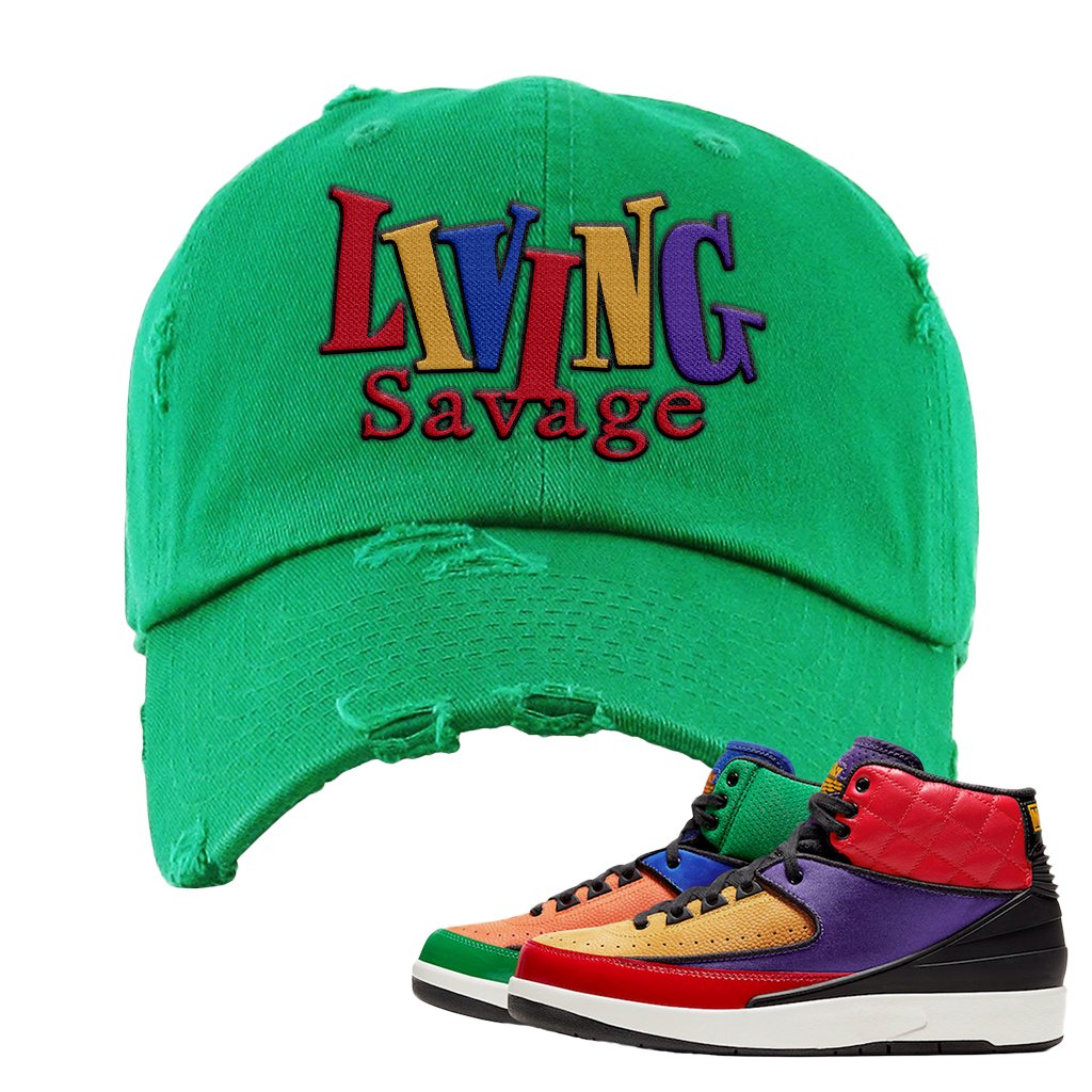 WMNS Multicolor Sneaker Kelly Green Distressed Dad Hat | Hat to match Nike 2 WMNS Multicolor Shoes | Living Savage