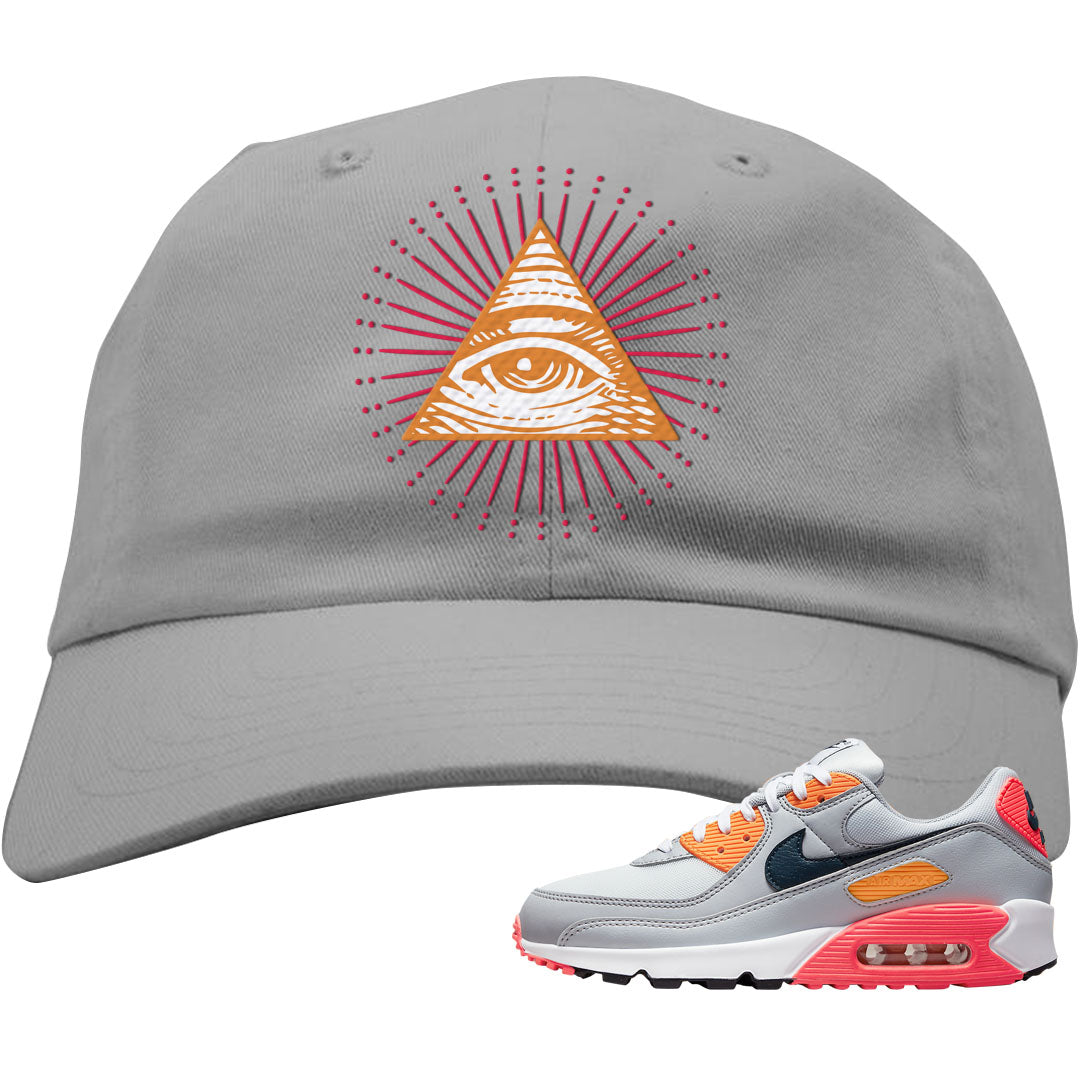 Sunset 90s Dad Hat | All Seeing Eye, Light Gray