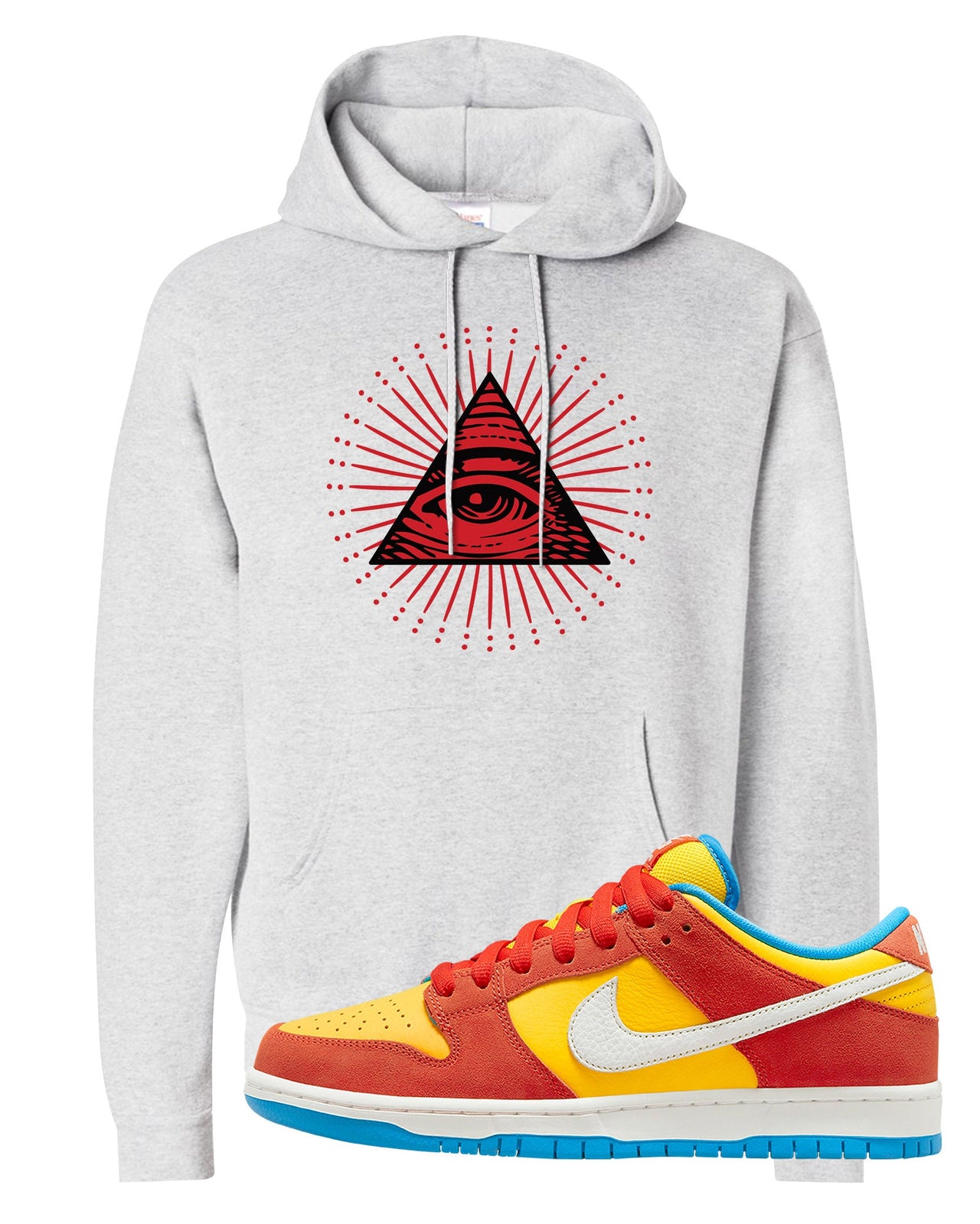 Habanero Red Gold Blue Low Dunks Hoodie | All Seeing Eye, Ash