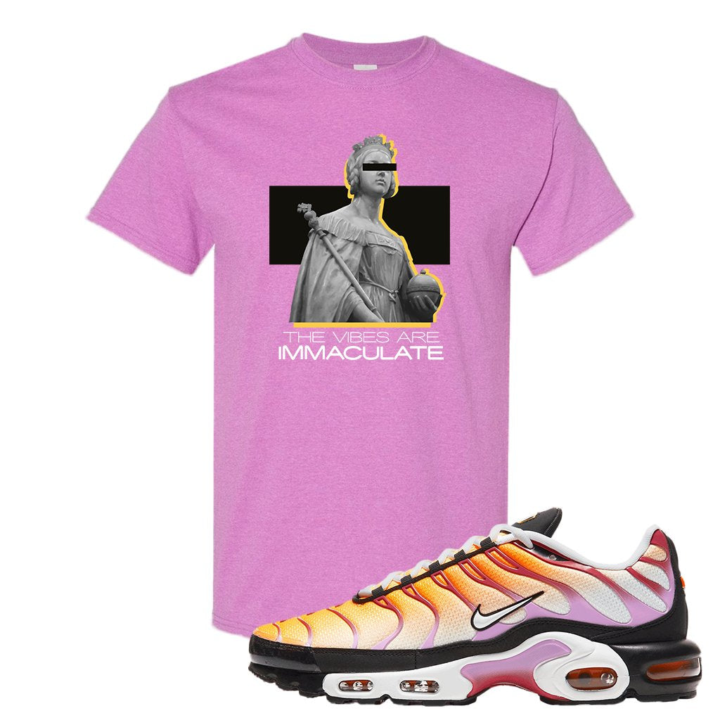 Air Max Plus Laser Orange Siren Red Fuchsia Glow T Shirt | The Vibes Are Immaculate, Heather Radiant Orchid