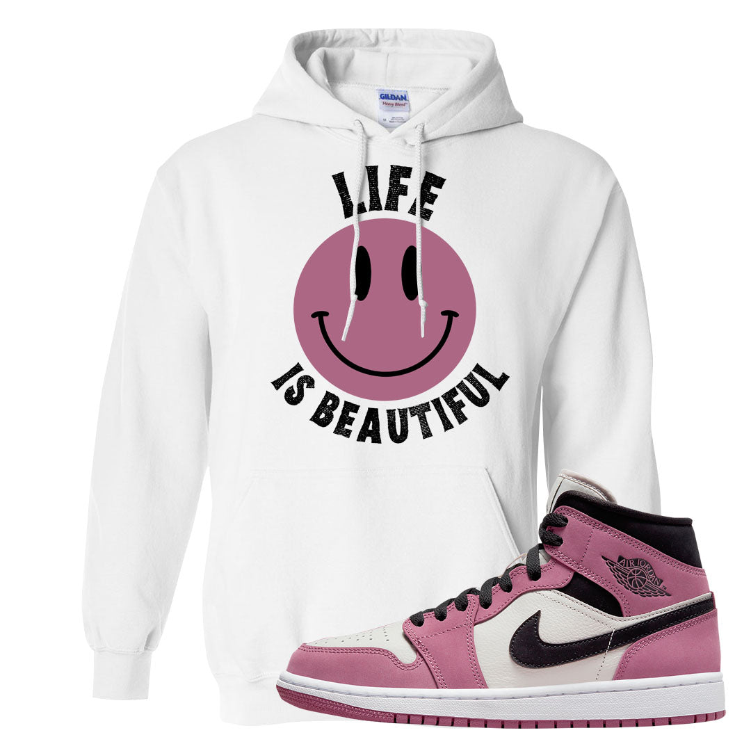 Berry Black White Mid 1s Hoodie | Smile Life Is Beautiful, White