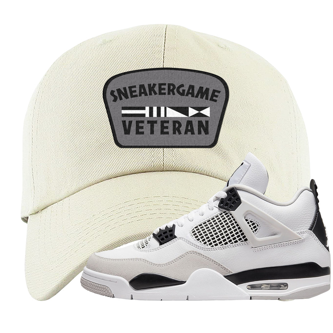 Military Black 4s Dad Hat | Sneaker Game Veteran, White