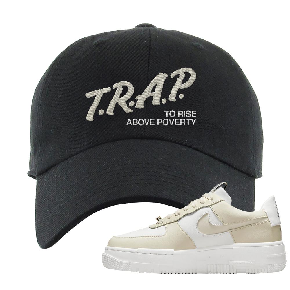 Pixel Cream White Force 1s Dad Hat | Trap To Rise Above Poverty, Black