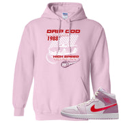 Valentine's Day Mid 1s Hoodie | Drip God Racing Club, Light Pink